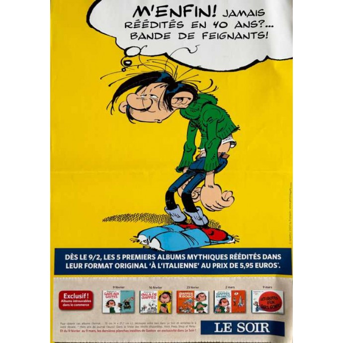 Gaston Lagaffe - les 5 albums à l'italienne avec Présentoir Le Soir - TL 2006 + poster - 3