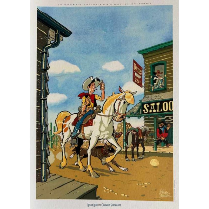 Lucky Luke - Sur la piste des Dalton - TL 2022 + Timbres + Découpage + ex-libris - BlackandWhite - 2