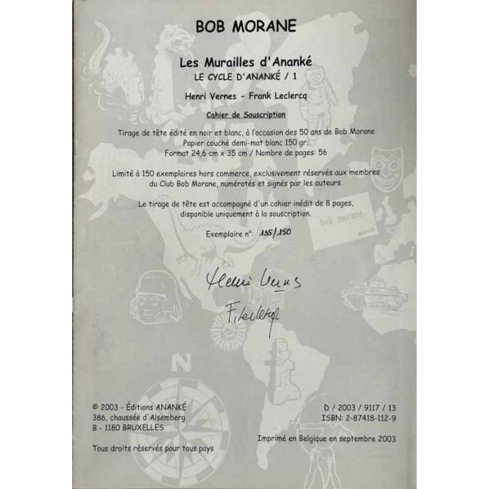 Bob Morane - Les murailles d'Ananké - TT N/B 2004 + cahier - 50 ans de Bob Morane - 2