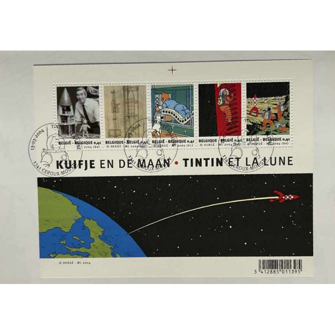 Tintin - 5 timbres à la lune "Version Luxe" - TT 2004 + timbres - 2