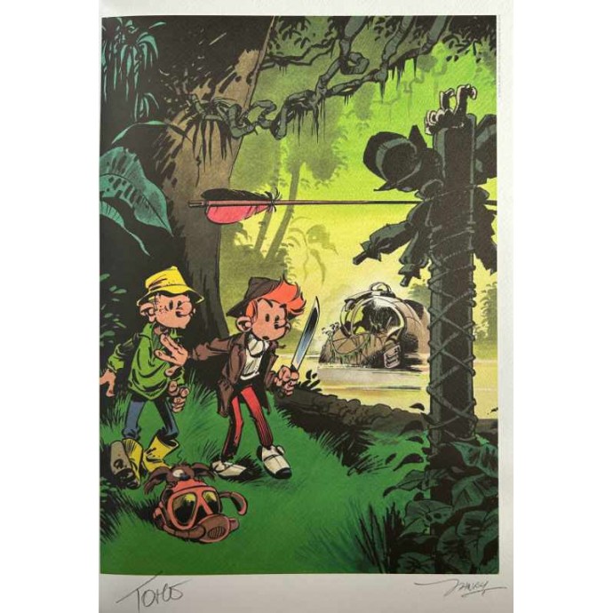 Spirou et Fantasio - L'horloger de la comète - TL 2019 + sérigraphie + plaque en métal - BlackandWhite - 3