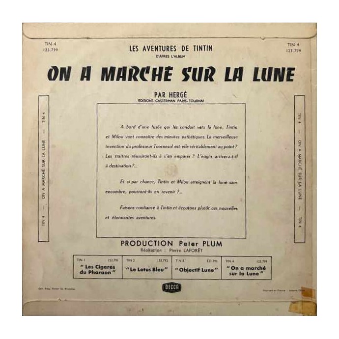 Tintin - On a marché sur la Lune - disque vinyle 25cm/33 tours - 1960 - 2