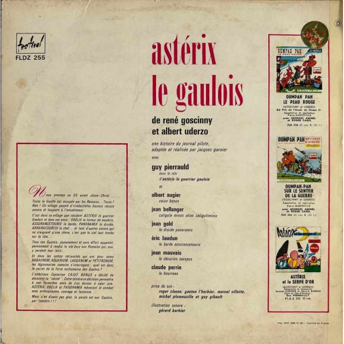 Astérix, le Gaulois - Disque vinyle 33 tours -1960 - 2