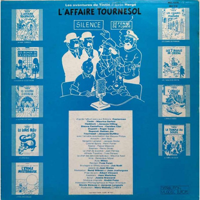 Tintin - L'affaire Tournesol - Disque vinyle 33 tours - 1977 - 2