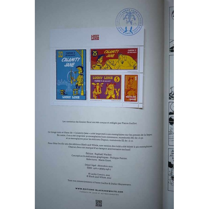 Lucky Luke - Calamity Jane - TL 2022 + Timbres + poster + ex-libris - BlackandWhite - 2