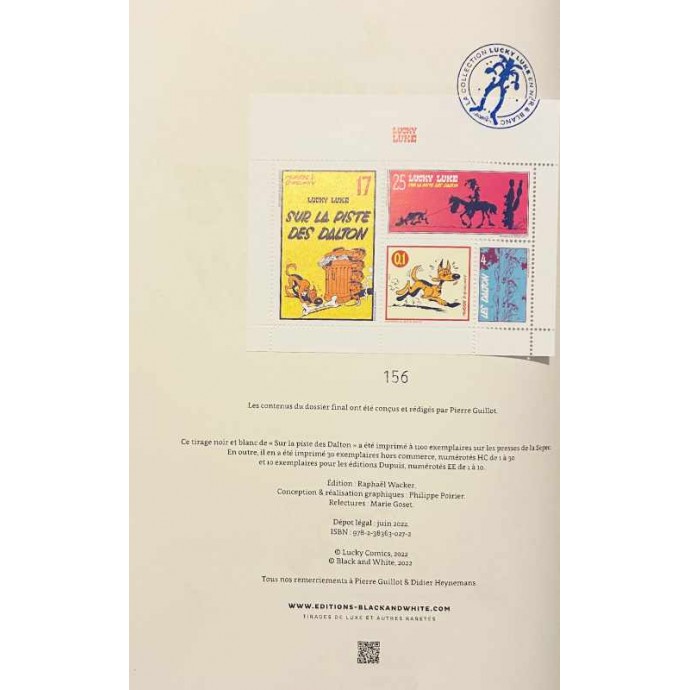 Lucky Luke - Sur la piste des Dalton - TL 2022 + Timbres + Découpage + ex-libris - BlackandWhite - 5