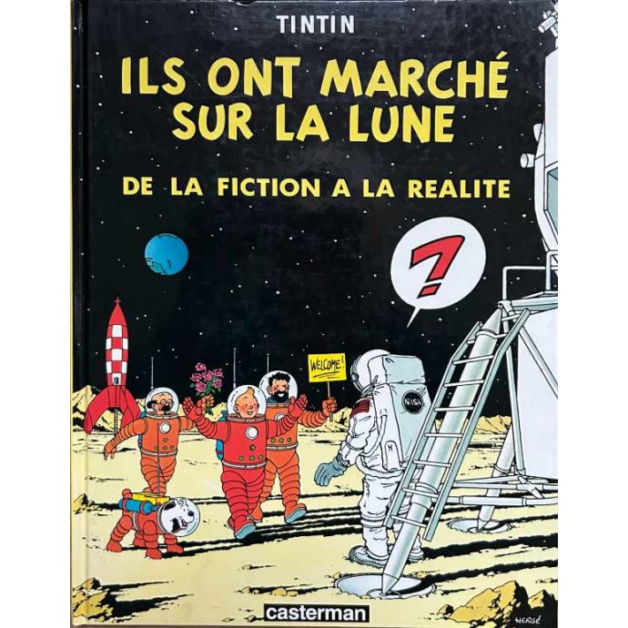Tintin - Ils ont marché sur la Lune - EO 1985 + feuille La Conquête de la lune - 1