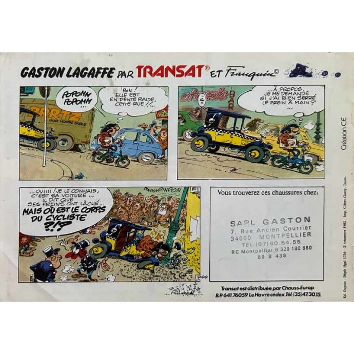 Gaston - Lagaffe chez Transat - Pub Transat- 1982 - 2