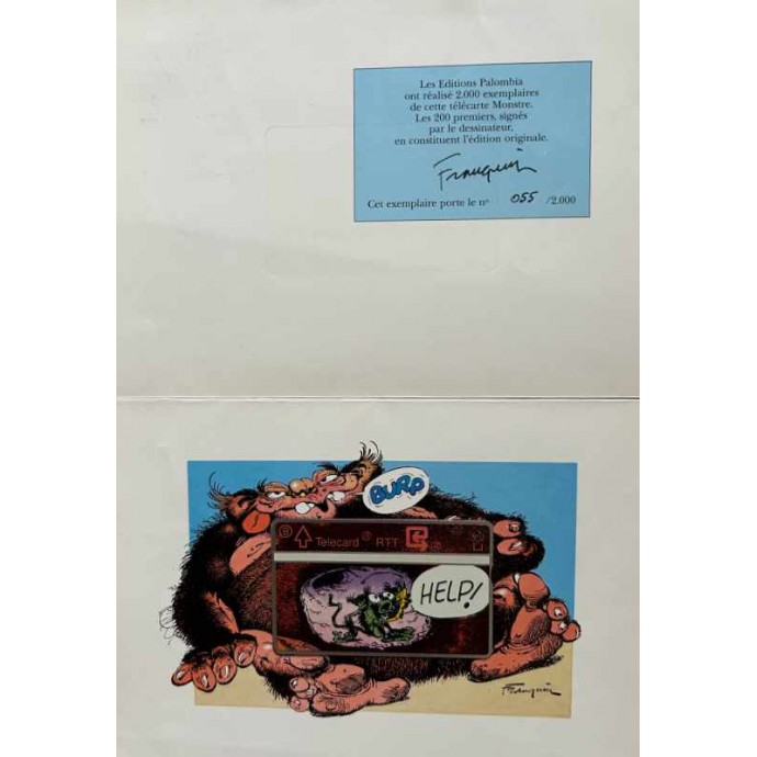 Franquin - Telecarte 2 - Monstre - TL signé 1992 - 1