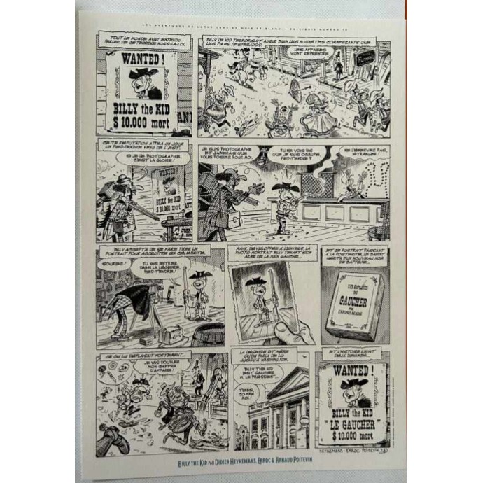 Lucky Luke - Billy the Kid - TL 2024 + Timbres + poster + ex-libris - BlackandWhite - 3