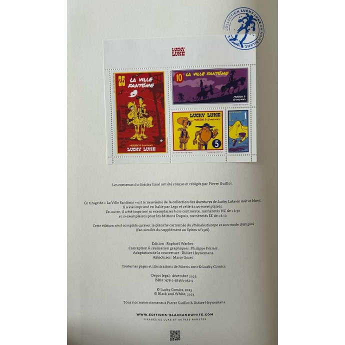 Lucky Luke - La ville fantôme - pack officiel des 2 versions - TL 2023 + Timbres + ex-libris + bonus - BlackandWhite - 2