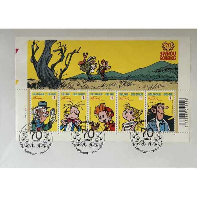 Spirou et Fantasio - Franquin avec adresse - TL 2008 + timbres - 2