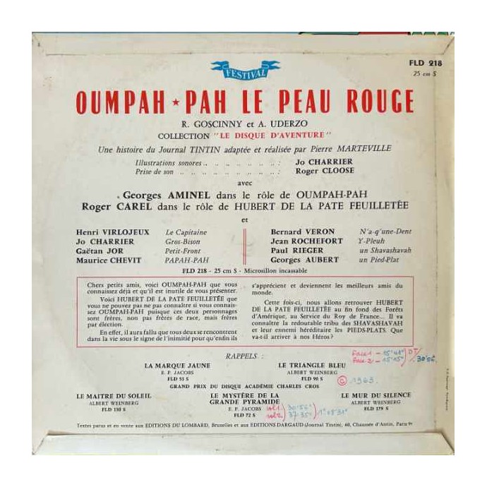 Oumpah-Pah, le peau-rouge - Disque vinyle 33 tours / 25 cm - 2