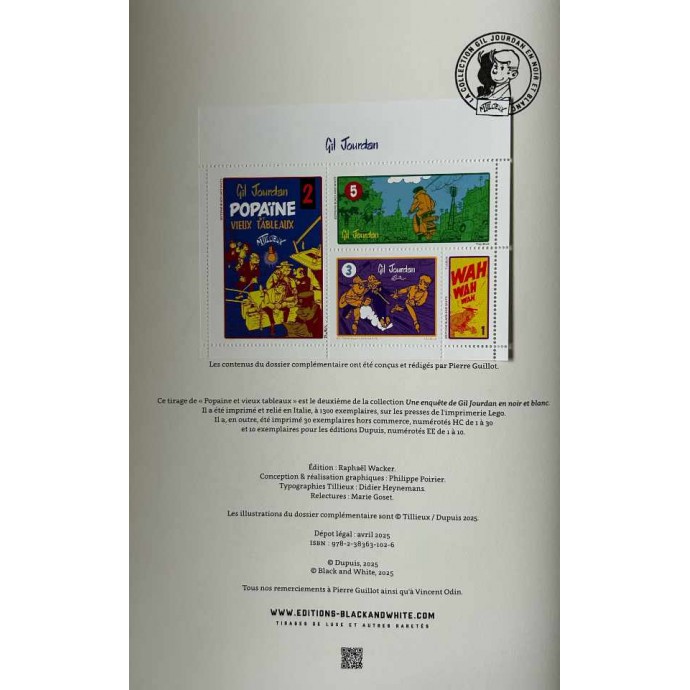 Gil Jourdan - Popaïne et vieux tableaux - TL 2025 + Timbres + ex-libris - BlackandWhite - 2