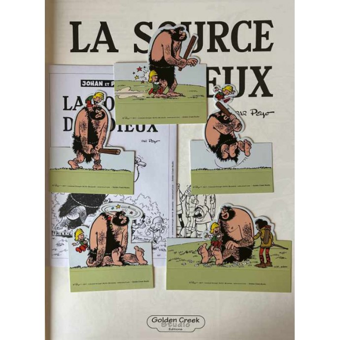 Johan et Pirlouit - La Source des Dieux - TL 2017 Golden Creek + ex libris + pochette + 2 bleus avec film - 3