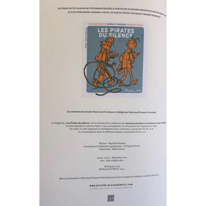 Spirou et Fantasio - Les Pirates du Silence - TL 2024 + petite image collée + ex-libris - BlackandWhite - 2