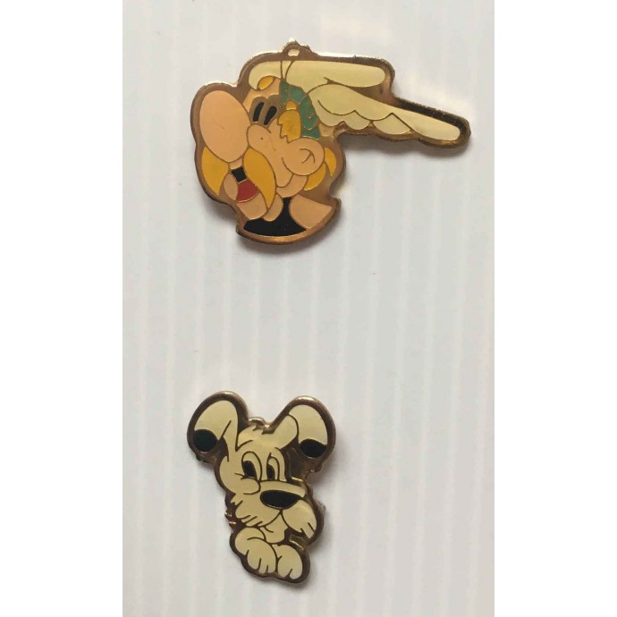 Astérix - lot de 2 pin's : Idéfix et Astérix - Pub MAILLE- 1991 - 1