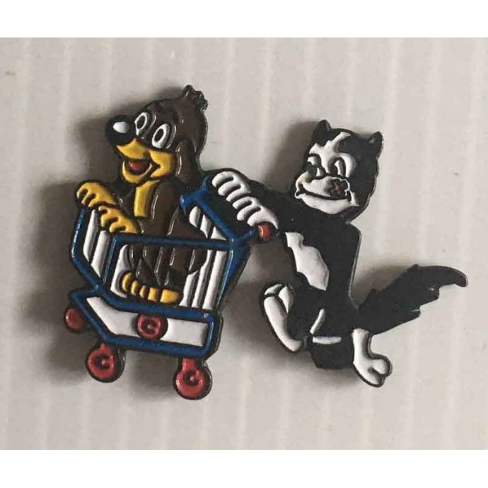 PIF - pin's: Pif et Hercule avec caddie -TF1-V.M.S 1991 - 1
