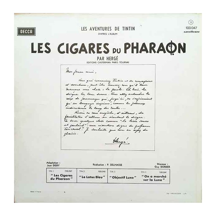 Tintin - Les Cigares du Pharaon - Disque vinyle 33 tours - 1957 - 2