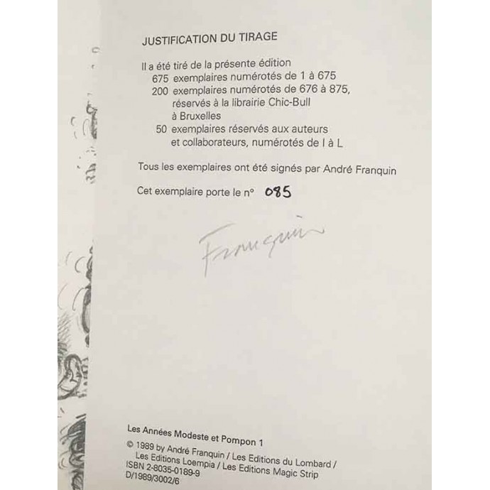 Franquin - Les années Modeste et Pompon - TL signé 1989 + jaquette - 2