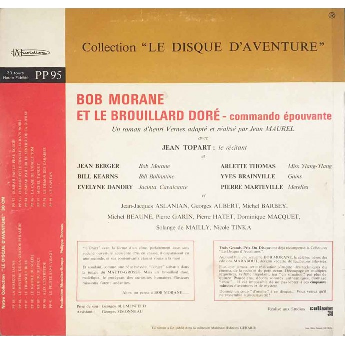 Bob Morane et le brouillard doré - Disque vinyle 33 tours - 1972 - 2