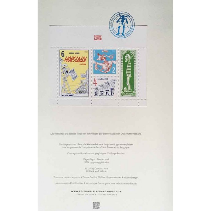 Lucky Luke - Hors-la-loi - TL 2018 + Timbres - BlackandWhite - 2