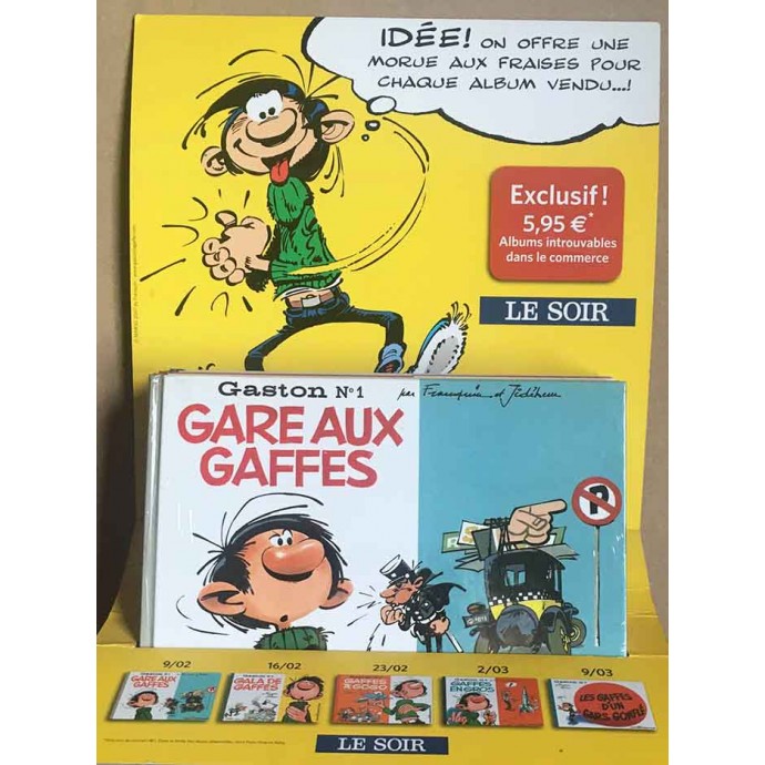 Gaston Lagaffe - les 5 albums à l'italienne avec Présentoir Le Soir - TL 2006 + poster - 1