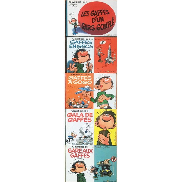 Gaston Lagaffe - les 5 albums à l'italienne avec Présentoir Le Soir - TL 2006 + poster - 2