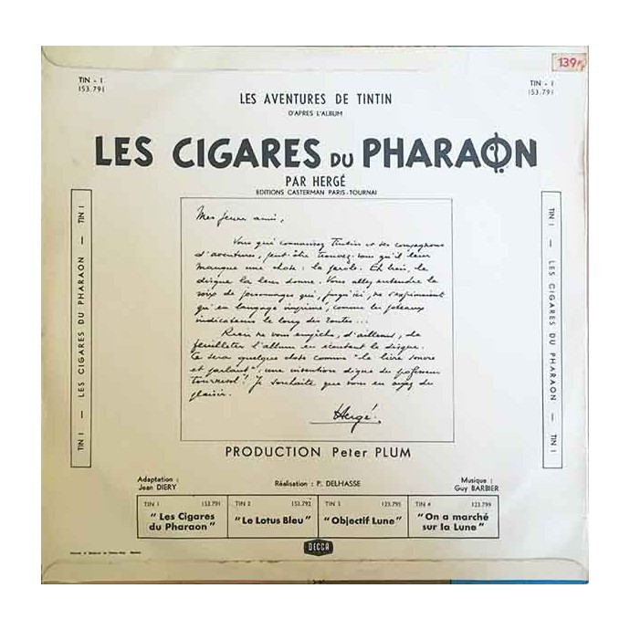 Tintin - Les Cigares du Pharaon - Disque vinyle 33 tours - 1962 - 2