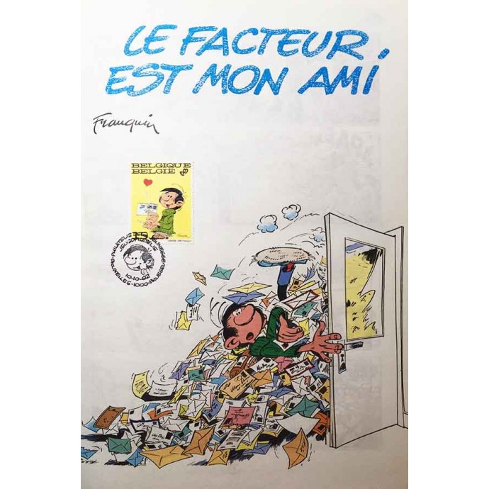Gaston - Le facteur est mon ami - Pub 1992 + Timbre - 2