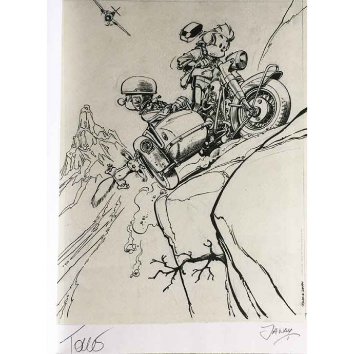 Spirou et Fantasio - La Frousse aux Trousses - TL 2017 + sérigraphie + plaque en métal - BlackandWhite - 3