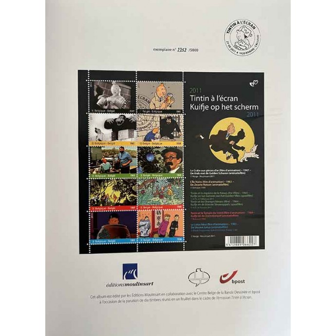 Tintin à l'écran + 10 timbres pour le 7ème art - TL 2011 - 2