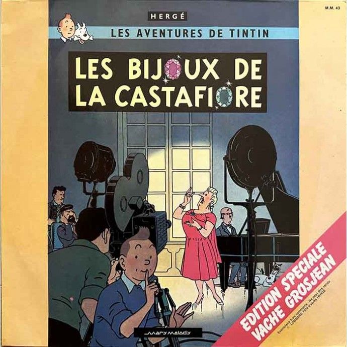 Tintin - Les Bijoux de la Castafiore - Disque vinyle 33 tours - Pub Vache Grosjean 1979 - 1