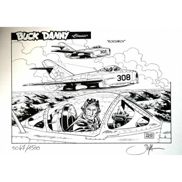 Buck Danny - Duel sur Mig Alley - TT N/B 2014 + ex-libris - 2